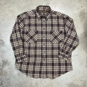 Vintage St. John's Bay flannel brown plaid mens XL - Picture 1 of 7