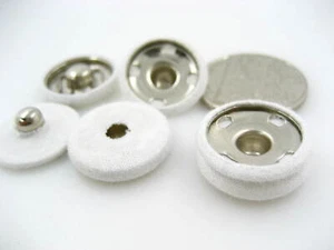 5set white sew on button Fabric Covered snap Buttons wrapped Flat Back button - Picture 1 of 6