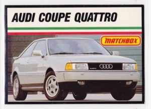 Tarjeta coleccionable vintage Matchbox Audi Coupe Quattro (cupé B3) c.1989 - Imagen 1 de 2
