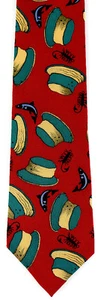 Fishing Hats Men's Necktie Fisherman Fish Hooks Silk Sports Gift Red Neck Tie - Bild 1 von 3