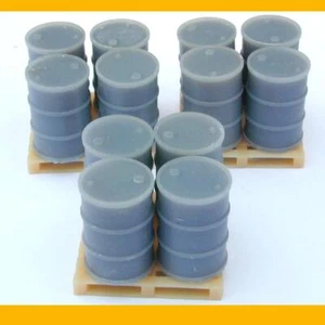 TAMBORES 55 GALONES CON PALETS GRIS Cantidad 12 Tambores 3 Palets RESINA ESCALA O 1/48 On30 - Imagen 1 de 3