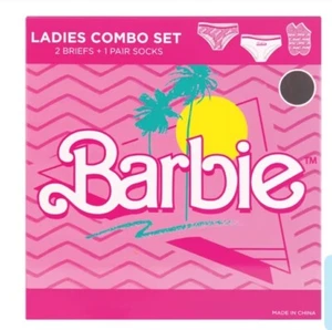 Women's Mattel Barbie 2 Underwears & Socks 3 Piece Gift Set, Size Small - Picture 1 of 8