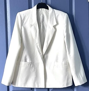 Vintage ladies 1970s white jacket UK size 14 padded shoulders VGC - Picture 1 of 6