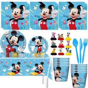 Mickey Mouse Party Supplies Cartoon Birthday Tableware Paper Plate Paper Cup Tab - Picture 1 of 31