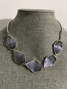 Kendra Scott Connely Statement Necklace - Silver And Slate cat eye