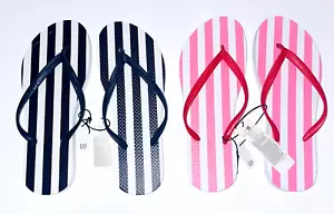 Gap Eva Flip Flop Sandals Womens Size 7-8 Striped Navy Pink - Picture 1 of 10