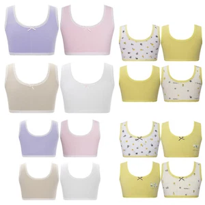 Kids Girls Bra Floral Print Vest Cycling Tank Top Yoga Undershirt Wide Straps - Picture 1 of 18