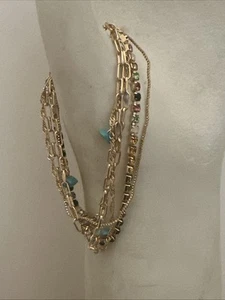 J CREW multi Strand Gold Link Chain Rainbow Rhinestone Bracelet 4 CHARITY❤️335 - Picture 1 of 7