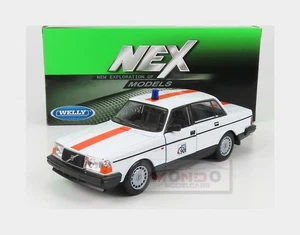 1:24 WELLY Volvo 240 Gl Sos 901 Belgium Police 1986 White Orange WE24102BE-W - Foto 1 di 2