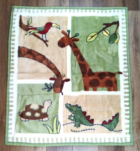 Kidsline Sansibar Plüsch Dschungel Giraffe Alligator Schildkröte Vogel Babydecke grün - Bild 1 von 9