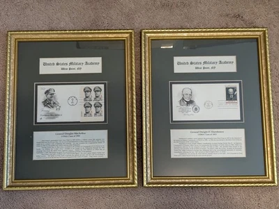 Pair Of Eisenhower And MacArthur Framed First Day Issue Caches - Image 1 of 4