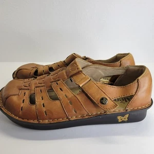 ALEGRIA PESCA FISHERMAN Women's Comfort Sandals Brown Leather Size 39 US 9 Great - Picture 1 of 14