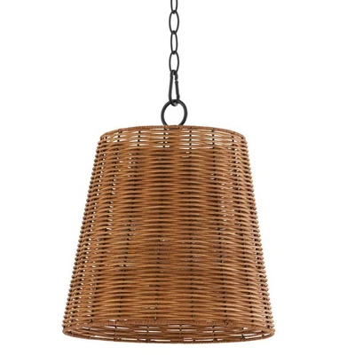 Quorum International 8893-13 Wicker 3 Light 13"W Wood Pendant - Black - Image 1 of 4
