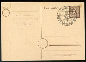 GERMANY 1947 POSTAL STATIONERY POSTCARD, STUTTGART INDUSTRIAL EXHIBITION !! H81 - Picture 1 of 2