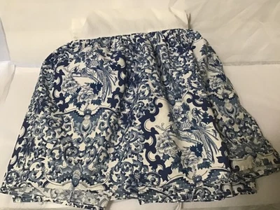 Ralph Lauren queen size Tamarind bird blue white bed skirt, made in USA - Image 1 of 4