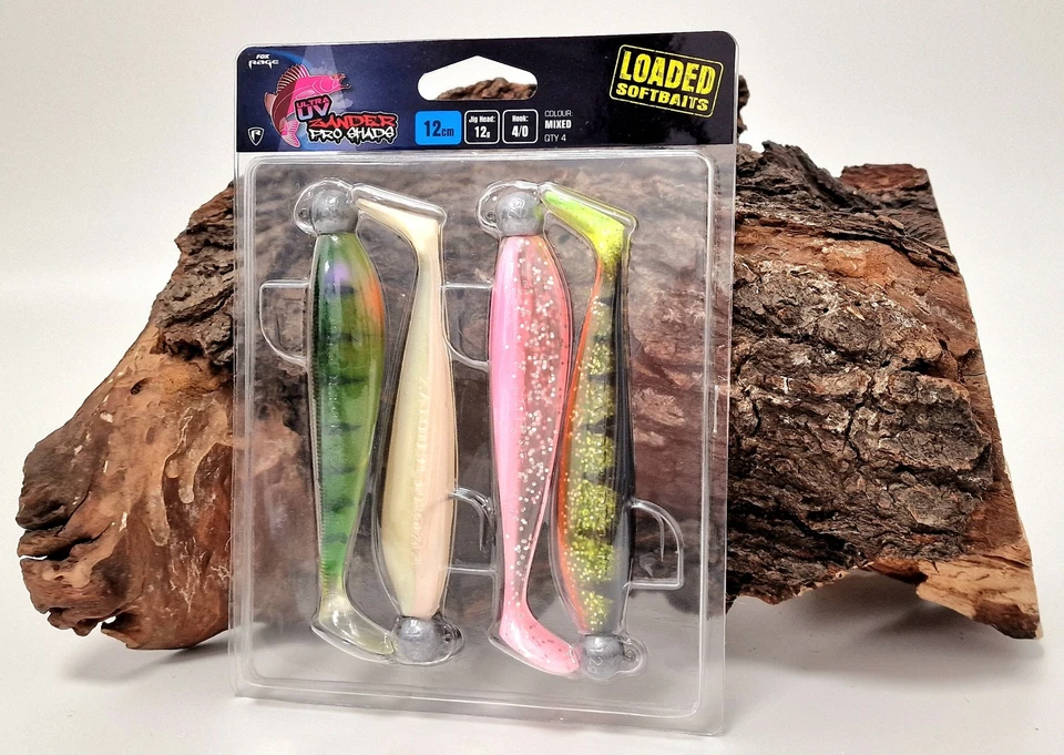 Fox Rage Ultra UV Zander Pro Shad Loaded Lure Pack 12cm 12g 4/0 Gummifisch To Go - Bild 1 von 1