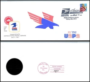 1996 Post Office to USPS creation 25th 7/1/71 event cover Dave Lemon 3/19 cachet - Picture 1 of 1