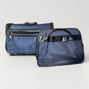 Joy Mangano JM 2-Pack Carry-On & Wheeled Travel Bags Navy/Black - Picture 1 of 19