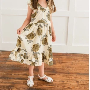 Yo Baby Girls Floral Ruffle Cotton Dress NWT  - Picture 1 of 5