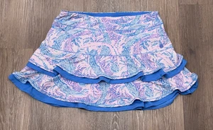 Gonna Lilly Pulitzer Luxletic Skort donna blu costiero medio forse rosa Gator - Foto 1 di 9