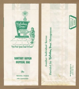 c1970 Holiday Inn Damenbinde Entsorgungstasche GREAT MOTEL EPHEMERA NOS - Bild 1 von 3