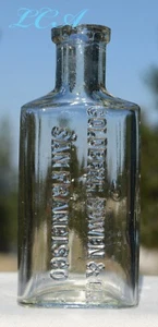 Pequeño FRASCO DE WHISKY GOLDBERG BOWEN - SAN FRANCISCO muestra 1/3 pinta "Sonrisa tranquila" - Imagen 1 de 5