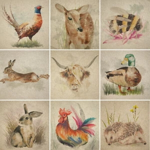 Watercolour Woodlands Digital Print Cotton Rich Linen PER Panel Craft Patchwork - Picture 1 of 21