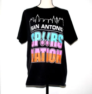 Womens Large Black Pink T Shirt Top San Antonio Spurs Short Sleeve Skyline - Picture 1 of 4