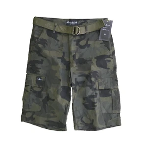 NWT Marc Ecko Shorts Men Size 30 Green Camouflage Cargo Pockets Belt - Picture 1 of 6