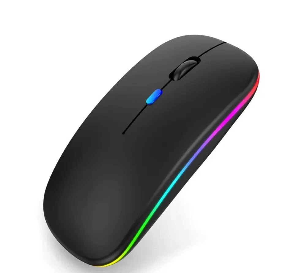 Slim Wireless 2.4ghz Bluetooth Mouse Silent Optical Rechargeable RGB LED USB - Image 1 of 1