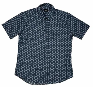 St Goliath Men's Short Sleeve Shirt Size XL Blue Geometric Print Casual Menswear - Picture 1 of 11