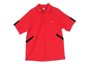 Fila Sports Men's M Shirt Pullover 3 Buttons Short Sleeve Stretch Red & Black - Picture 1 of 4