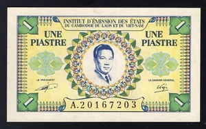 1953 FRENCH INDO-CHINA 1 PIASTRE/DONG BANKNOTE - UNCIRCULATED - P104 - Picture 1 of 2