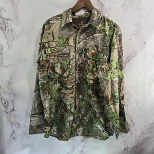 Game Winner Shirt Mens Medium Camo Long Sleeve Poly Button Up Realtree Hunting - Picture 1 of 10