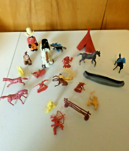 VINTAGE Mixed LOT of Plastic Toy Cowboys Indians Fisher-Price etc