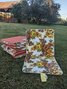 Vintage MCM John Hancock Vinyl Chair Cushions w/ Floral Design (Set of 6) - Picture 1 of 10