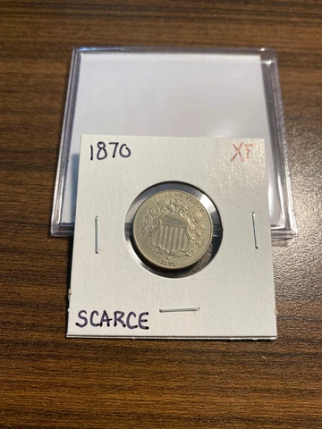 1870-P Shield Nickel 5C EXTRA FINE (XF) Type 2, No Rays Cover