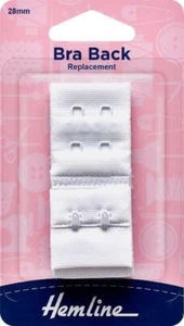Hemline Bra Back Replacement 28mm (1 1/8"), 2 Hooks, 2 Rows, WHITE - Imagen 1 de 2