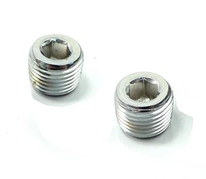 Par de 1/4" BSP BSPT hilo de tubería enchufe de cabeza Allen latón cromado - Imagen 1 de 1