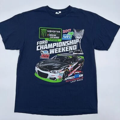 Camiseta Dale Earnhardt Jr Monster Energy Adulto Azul Grande Última Carrera Nascar Foto 1 de 4