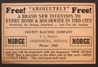 1937 Free! New Invention Advertising Card County Electric Co Greensburg IN c344