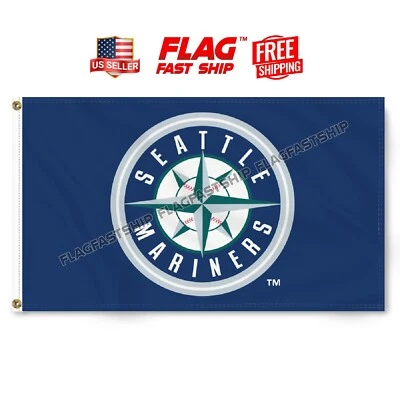 Seattle Mariners 3x5 ft Flag Banner MLB World Series Vintage FREE Shipping - Image 1 of 4