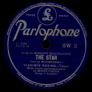 VLADIMIR ROSING -RUSSIAN- Moussorgsky: The Star    Schellackplatte 78rpm G4143 - Bild 1 von 2
