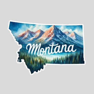 BUMBLEBEE APPAREL Montana sticker vinyl decal state outline novelty laptop mug car mountains