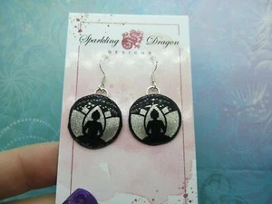 Lotus Peaceful Meditating Yoga Earrings - New Age Boho gift - Sparkling Silver - Picture 1 of 5