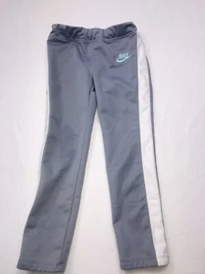 Nike Girl's Active Pants Athletic Workout Gray White Stretch Waist - Picture 1 of 4