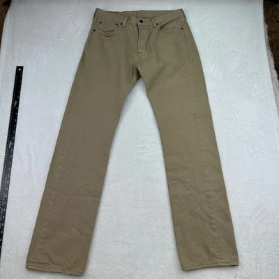 Jeans Levis 501 Original Fit Botón Mosca Tostado Caqui Para Hombres W33 L34 Algodón Denim Foto 1 de 4