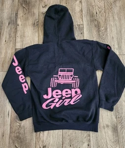 JEEP GIRL Hoodie Sweatshirt Schwarz NEON Pink JEEP Down EACH ARM Damen Small - Bild 1 von 9