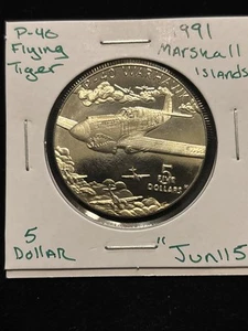 1991 Marshall Islands 5 Dollar P-40 Flying Tiger “jun115” $5 - Picture 1 of 24