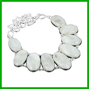 Collana nuova con pietra di luna arcobaleno naturale affare festa amicizia argento sterling - Foto 1 di 7